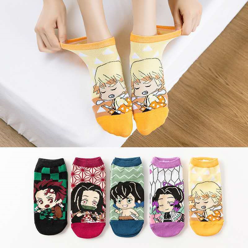 Demon Slayer Sock Short Socks Cosplay Prop Cartoons Anime Kimetsu No Yaiba Kamado Tanjirou Kamado Nezuko Cotton Socks Halloween