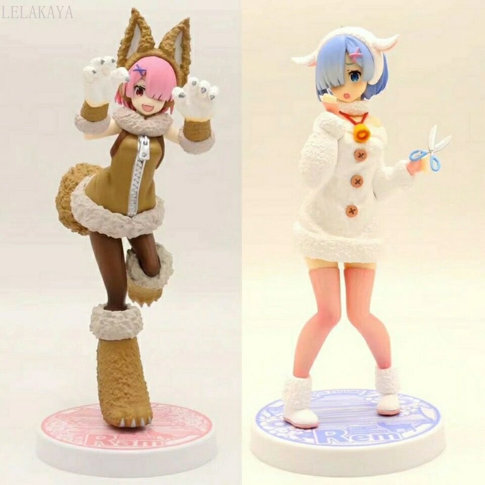 Original Anime Re: Zero In A Different World From Zero Rem Ram Wolf and Seven Little Goats Fairy Tale Ver. PVC Action Figure toys