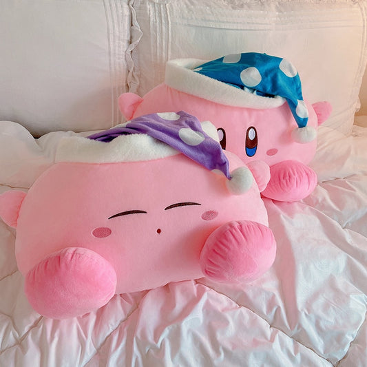 Anime Plush Toy Sleeping Kirby Plushies Stuffed Kirby doll With Nightcap Japanese Style Pillow Soft Gift For Child Girl Pink