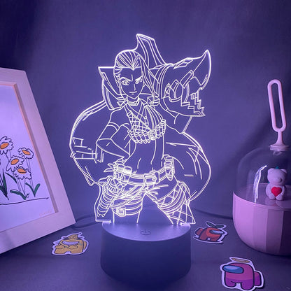 LOL League of Legends Game Figure Jinx 3D Led Neon Night Light Sitting Room Colorful Decor Game LOL Jinx Lava Lamp Gifts For Kid