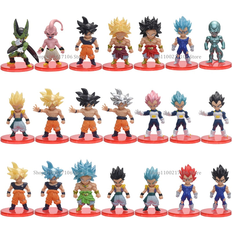 8/21pcs Dragon Ball Z Goku Vegeta Freeza Broly Action Anime Figure Draognball Super Saiyan Figura PVC Model Dolls Birthday Gifts