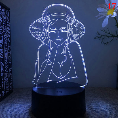 Anime One Pieces Lamp Figure Luffy Sanji Zoro Nami 3D Led Night Light Child Manga Gift Color Changing Action Figure Model Toy