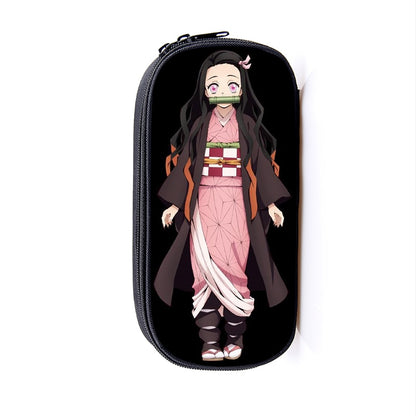 Anime Demon Slayer Kimetsu No Yaiba Canvas Purse Pencil Case Zipper Makeup Bag Pen Stationery Bag catoon Pencil Box