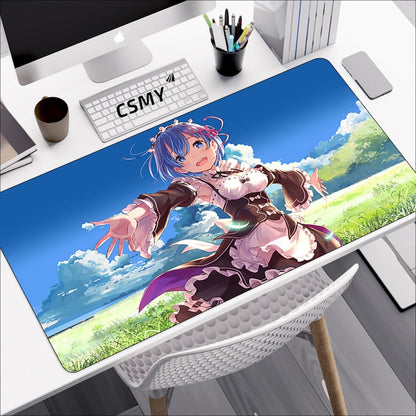 Anime Mouse Pad Gamer Re: Zero Rem Pc Gaming Accessories Rubber Mat Deskmat Mousepad Mats Keyboard Cabinet Mause Laptops Pads Xxl