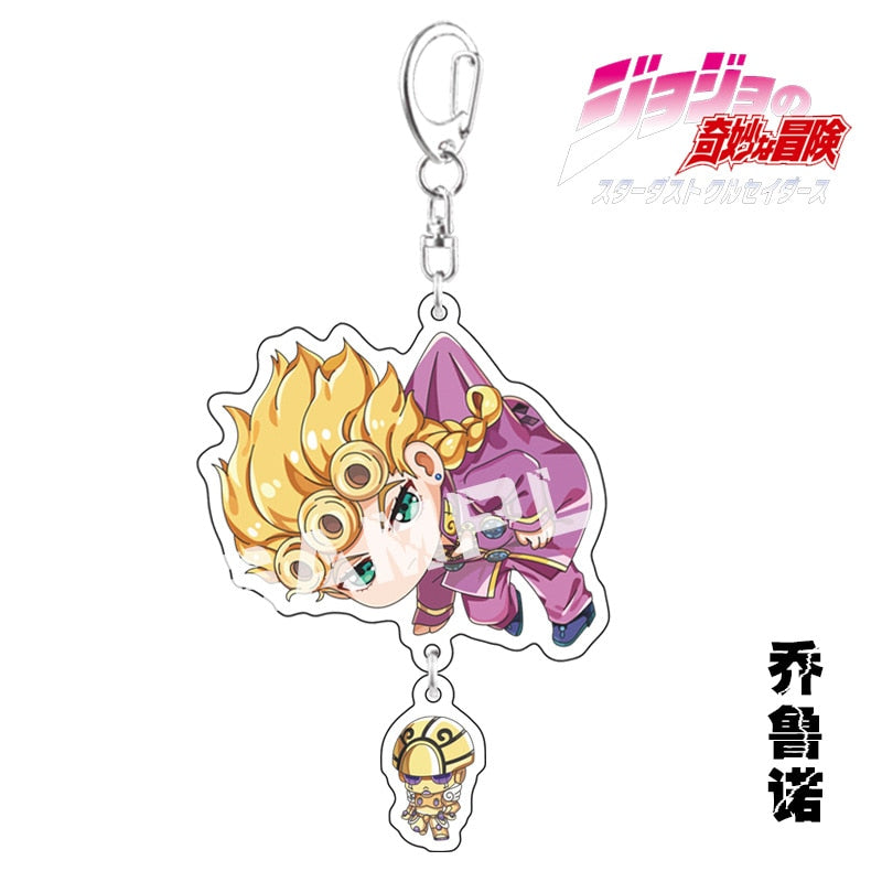 Anime Keychain JoJos Bizarre Adventure Man Key Chain for Women Accessories Cute Bag Pendant Key Ring Acrylic Cartoon Friends Gift