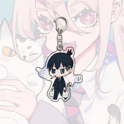 Kawaii Figures Anime Chainsaw Man Keychain Pochita Power Makima Angel Hayakawa Aki Key Ring 6cm Acrylic Charm Key Chain Llaveros