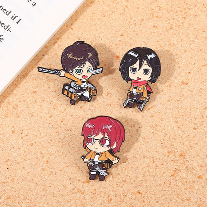 4-5pcs/Set Anime Pins Suit Enamel Pin JOJO's Bizarre Adventure Attack on Titan Jujutsu Kaisen Brooches Gift Friend Wholesale