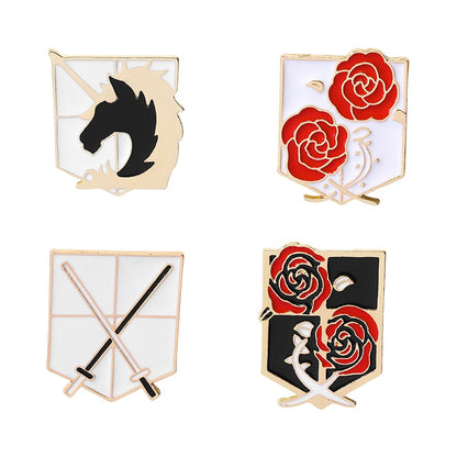 4-5pcs/Set Anime Pins Suit Enamel Pin JOJO's Bizarre Adventure Attack on Titan Jujutsu Kaisen Brooches Gift Friend Wholesale