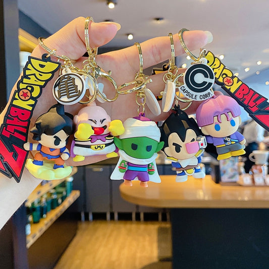 Dragon Ball Keychain PVC Cartoon Anime Figure Trunks Son Goku Piccolo Buu Vegeta Action Figures Key Chain Keyring Bag Pendant