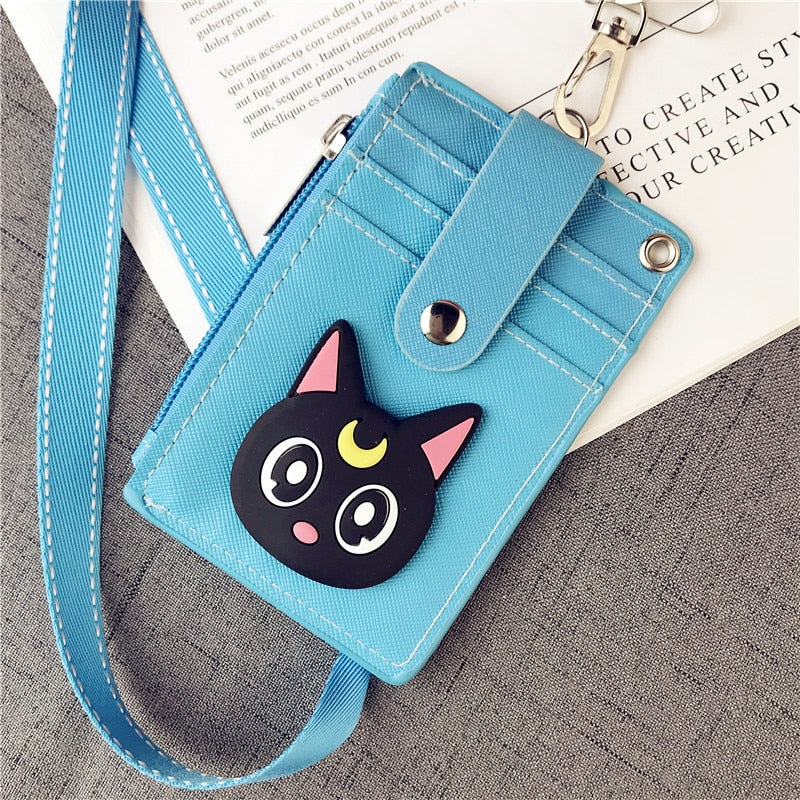 Cartoon Anime Sailor Moon Lanyard Card Holder Keychain Webbing Mobile Phone Lanyard Cute Pendant Detachable Card with Coin Purse