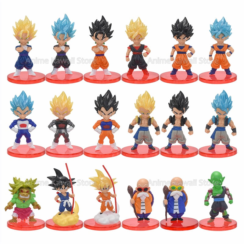 8/21pcs Dragon Ball Z Goku Vegeta Freeza Broly Action Anime Figure Draognball Super Saiyan Figura PVC Model Dolls Birthday Gifts