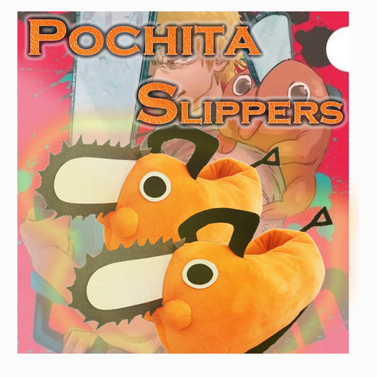 New Pochita Plush Slipper Chainsaw Chain Saw Man Cosplay Orange Dog Slipper Japan Anime Stranger Plushie Slipper Christmas Gift