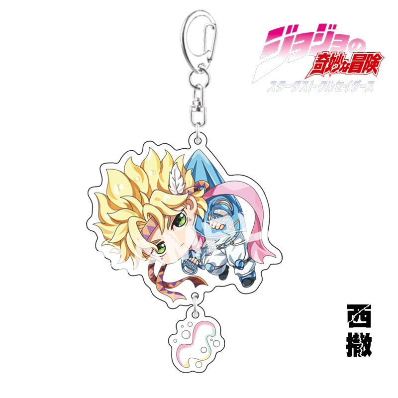 Anime Keychain JoJos Bizarre Adventure Man Key Chain for Women Accessories Cute Bag Pendant Key Ring Acrylic Cartoon Friends Gift