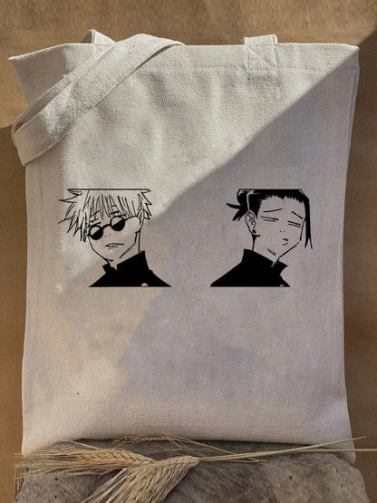 Harajuku Y2k anime Jujutsu Kaisen Women Bags Shopping Bag Canvas Shopper Bag Reusable Tote Bag Handbags Shoulder Bag Collapsible