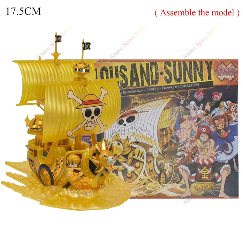 18cm Anime One Piece Figure Thousand Sunny Going Merry Boat Pirate Ship Fiugrine Toys Action Figures Shanks Assembly Model Toys