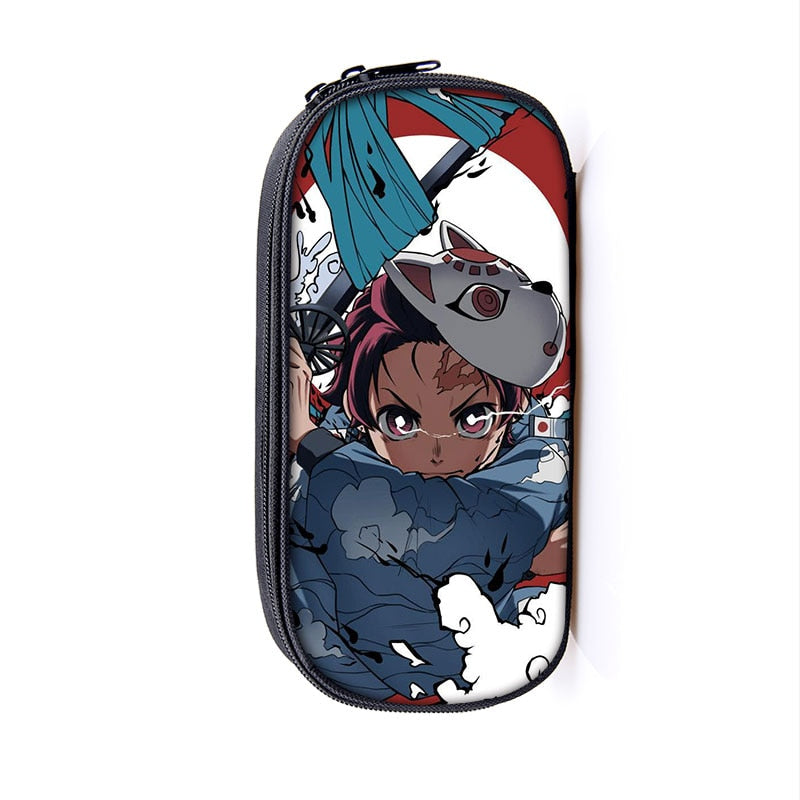 Anime Demon Slayer Kimetsu No Yaiba Canvas Purse Pencil Case Zipper Makeup Bag Pen Stationery Bag catoon Pencil Box