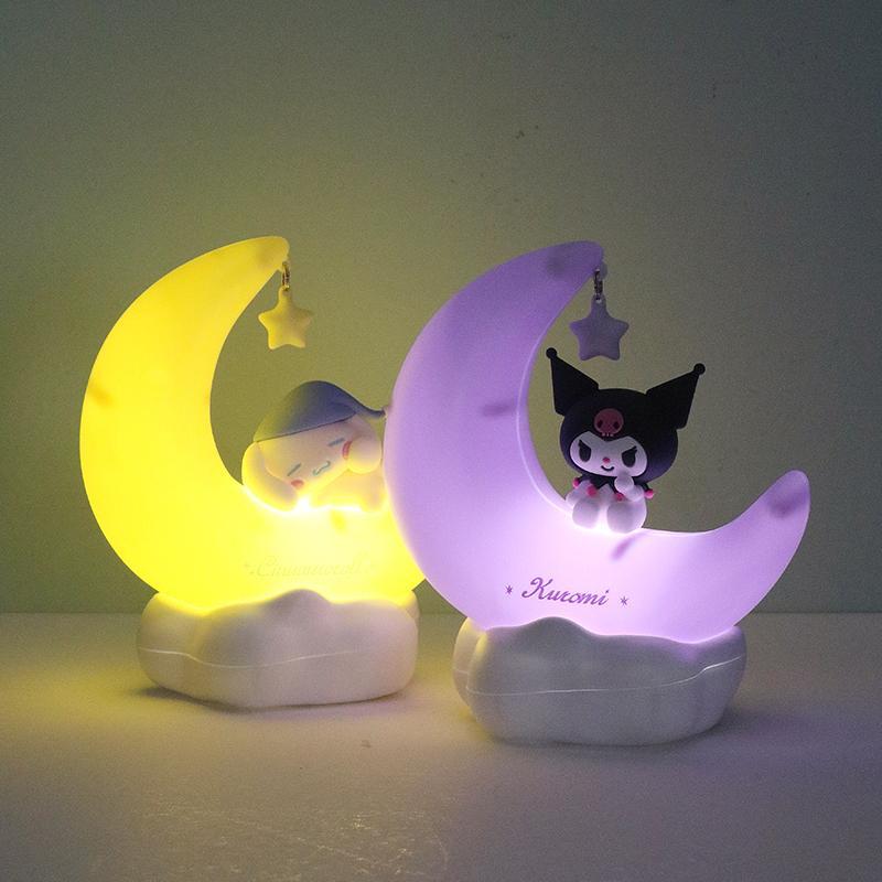 Sanrio Kuromi  Cinnamonroll Moon LED Light Kawaii 3D Cartoon Ornament Cute Beauty Bedroom Night Light Bedside Decor Lamp Gifts