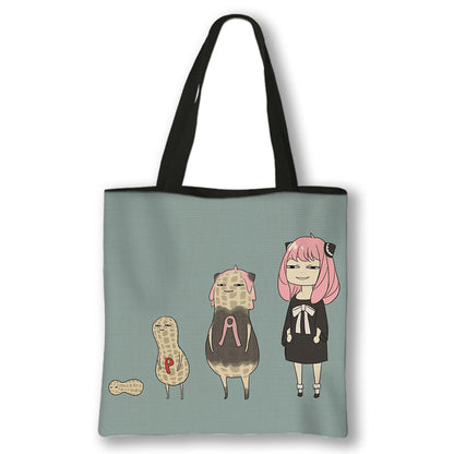 Japanese Anime Spy x Family Print Handbag Women Manga Characters Anya Shopping Bags Harajuku Totes Bag Canvas Shoulder Bags Gift