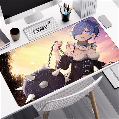 Anime Mouse Pad Gamer Re: Zero Rem Pc Gaming Accessories Rubber Mat Deskmat Mousepad Mats Keyboard Cabinet Mause Laptops Pads Xxl