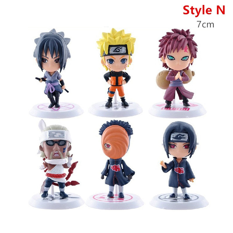 6pcs/set Chess Naruto Sakura Action Figures Uchiha Gaara Kakashi Model PVC Anime Figurines for Decoration Collection Gift Toys