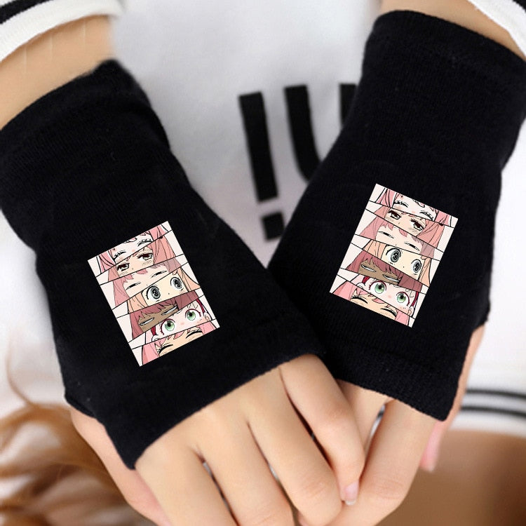 1 Pair Cartoon Anime Spy X Family Cosplay Cotton Wrist Gloves Loid Anya Yor Forger Half Finger Gloves Plush Toys Children Gifts