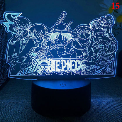 Anime One Pieces Lamp Figure Luffy Sanji Zoro Nami 3D Led Night Light Child Manga Gift Color Changing Action Figure Model Toy