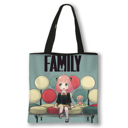 Japanese Anime Spy x Family Print Handbag Women Manga Characters Anya Shopping Bags Harajuku Totes Bag Canvas Shoulder Bags Gift