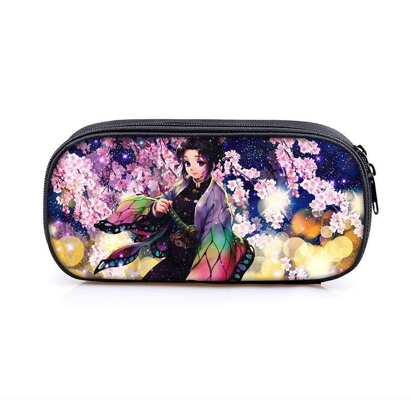 Anime Demon Slayer Kimetsu No Yaiba Canvas Purse Pencil Case Zipper Makeup Bag Pen Stationery Bag catoon Pencil Box