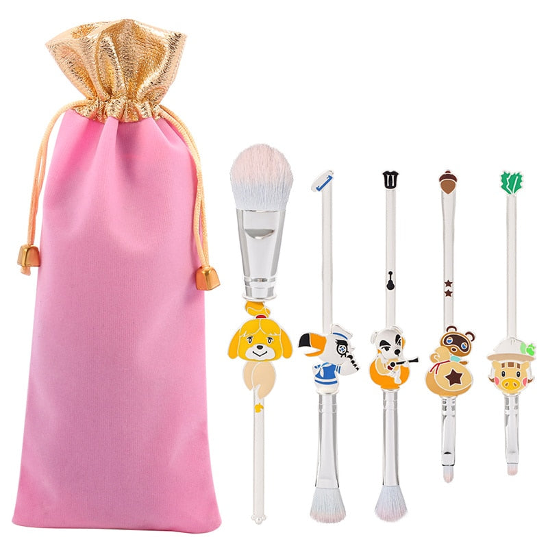 5pcs/set Animal Crossing Anime Cartoon Makeup Brush Set Newest Foundation Blending Brush Female Makeup Tool Anime Cosplay Prop