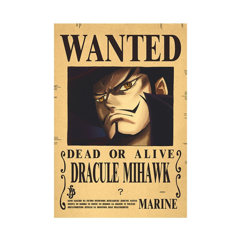 New Anime One Piece Bounty Wanted Posters 4 Emperors Kid Action Figures Vintage Living Room Wall Decoration Stickers Poster Toys