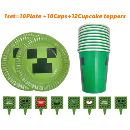 Minecraft Game Craft TNT Birthday Party set supplies Paper Plate Cups Baby shower Game Craft for kid party decoration toy