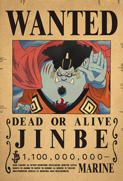 New Anime One Piece Bounty Wanted Posters 4 Emperors Kid Action Figures Vintage Living Room Wall Decoration Stickers Poster Toys