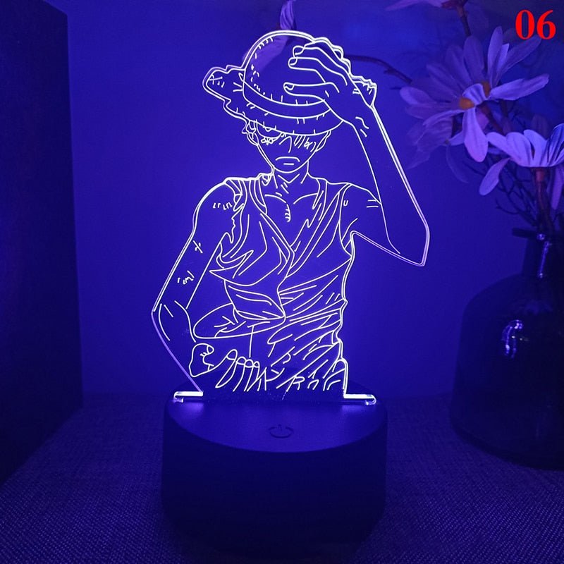 Anime One Pieces Lamp Figure Luffy Sanji Zoro Nami 3D Led Night Light Child Manga Gift Color Changing Action Figure Model Toy