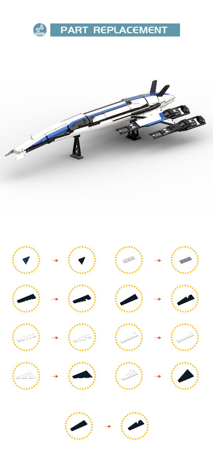 MOC Large Scale Mass Effect Normandy SR-2 Building Blocks Set Commander Starships Action Shooting Game Fighter Idea Model Bricks