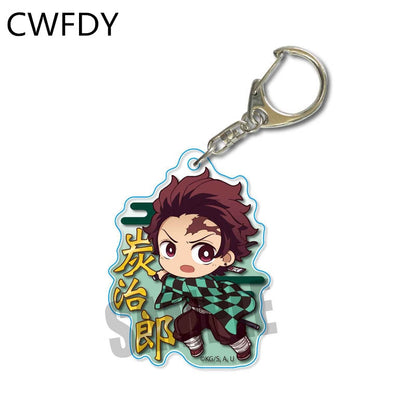 Anime Demon Slayer Kimetsu No Yaiba Keychain Kamado Tanjirou Kamado-Nezuko Tomioka Giyuu Acrylic Key Chain Cute Funny Cartoon