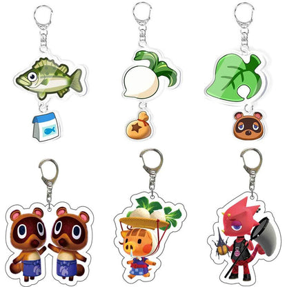 Game Animal Crossing Keychain Cartoon Animal Shaped Acrylic Pendant Keyring Fan Gift