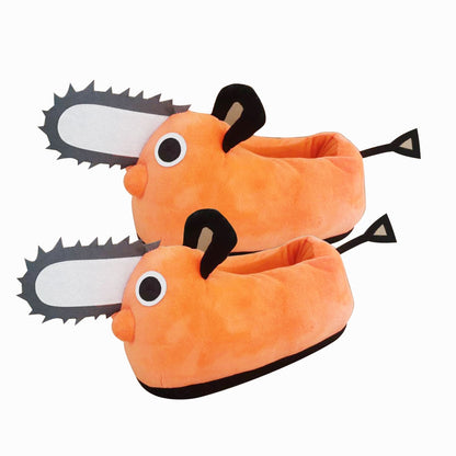 New Pochita Plush Slipper Chainsaw Chain Saw Man Cosplay Orange Dog Slipper Japan Anime Stranger Plushie Slipper Christmas Gift