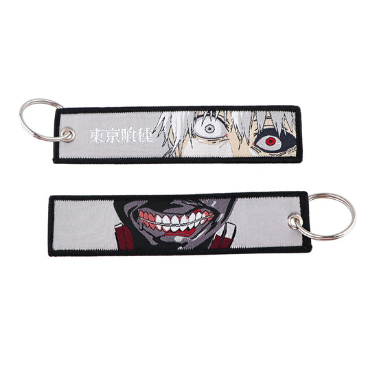 Tokyo Ghoul Keychain Manga Embroidery Key Chain for Motorcycles and Cars Gifts Key Tag Anime Key Chain Key Ring Chaveiro