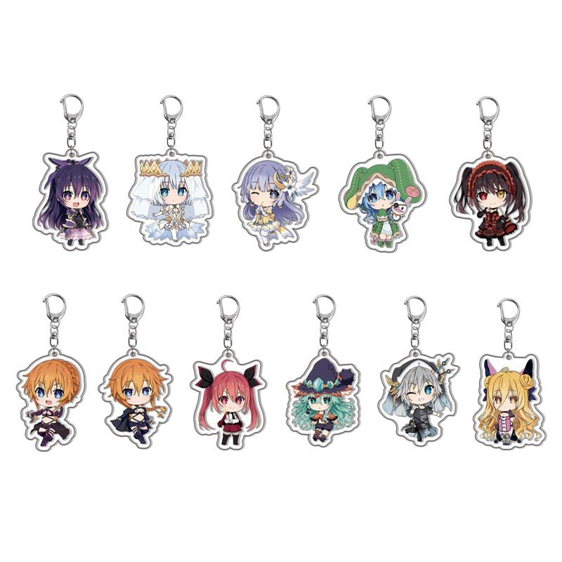 Anime Date A Live Collection Cosplay Keychain Figures Tokisaki Kurumi Yatogami Toka Himekawa Yoshino Acrylic Keyring Friend Gift