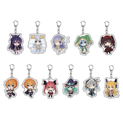 Anime Date A Live Collection Cosplay Keychain Figures Tokisaki Kurumi Yatogami Toka Himekawa Yoshino Acrylic Keyring Friend Gift