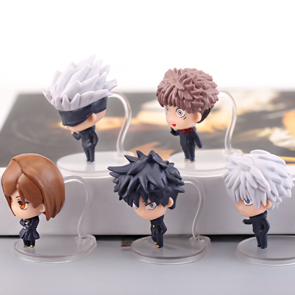 5Pcs Set Anime Jujutsu Kaisen Gojo Satoru Kugisaki Kawaii Figurines Q Version Pvc Action Figure Modle Toys Kids Birthday Gifts