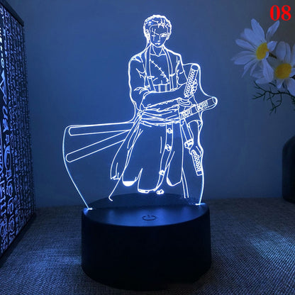 Anime One Pieces Lamp Figure Luffy Sanji Zoro Nami 3D Led Night Light Child Manga Gift Color Changing Action Figure Model Toy