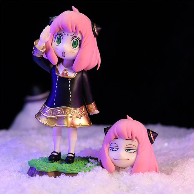 18CM Anya Forger PVC Replaceable Head Mini Spy X Family Figures Loid Forger Yor Forger Figurine Manga Doll Cute Toys