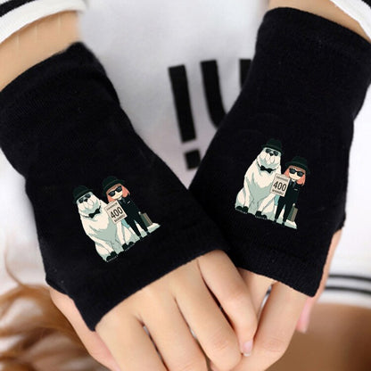 1 Pair Cartoon Anime Spy X Family Cosplay Cotton Wrist Gloves Loid Anya Yor Forger Half Finger Gloves Plush Toys Children Gifts