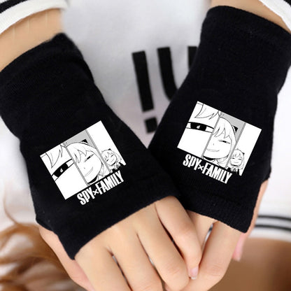 1 Pair Cartoon Anime Spy X Family Cosplay Cotton Wrist Gloves Loid Anya Yor Forger Half Finger Gloves Plush Toys Children Gifts