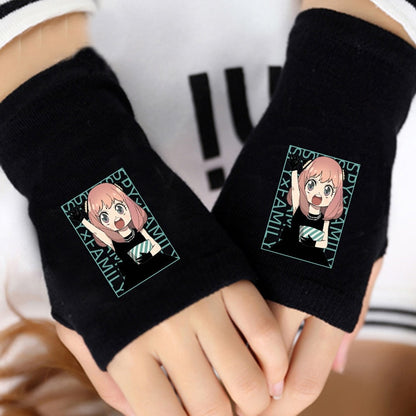 1 Pair Cartoon Anime Spy X Family Cosplay Cotton Wrist Gloves Loid Anya Yor Forger Half Finger Gloves Plush Toys Children Gifts