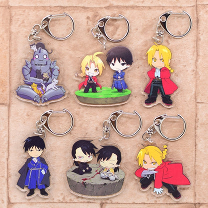 Fullmetal Alchemist Keychain 9 Styles Double Sided Acrylic Cartoon Key Chain Pendant Anime Accessories Keyring Hot Sale