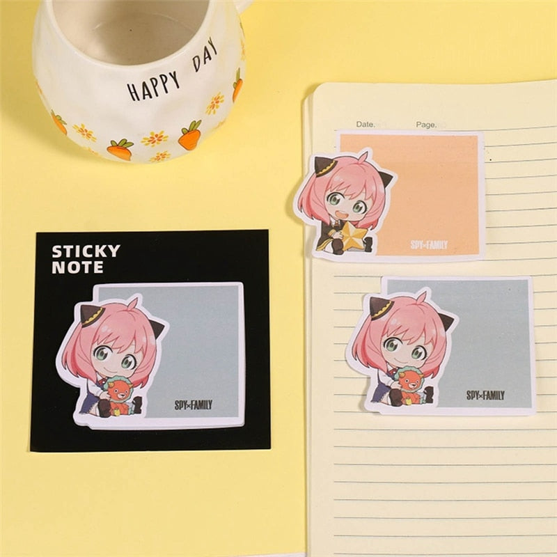 30 Sheets Anime Spy X Family Sticky Note Leave Message Memo Pad Stickers Tearable Memo Pads Notes Index Flags Tab Stationery