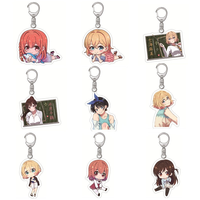 Rent A Girlfriend Keychain Anime Ichinose Chizuru Nanami Mami Sarashina Ruka Sakurasawa Sumi Cute Mold Acrylic Keyrings Jewelry