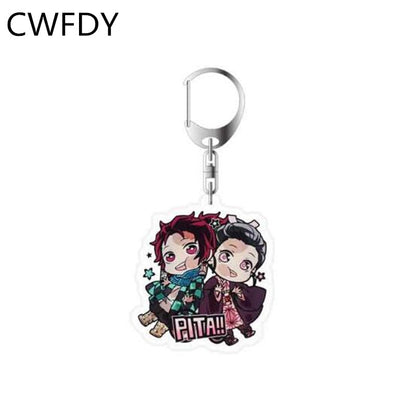 Anime Demon Slayer Kimetsu No Yaiba Keychain Kamado Tanjirou Kamado-Nezuko Tomioka Giyuu Acrylic Key Chain Cute Funny Cartoon